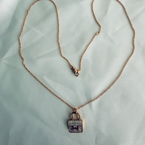 Hermes Gold Metal 18K Plated Handbag Pendant Necklace(OEM) - Picture 5 of 5